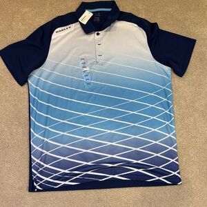 Oakley Men's Navy and White Polo Shirt